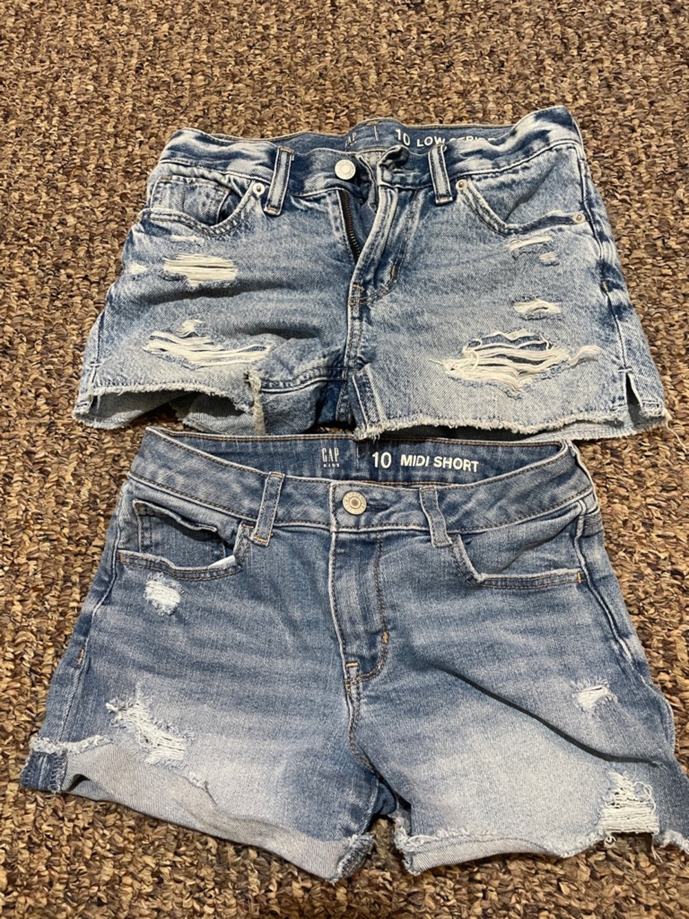 GAP Light Blue Distressed Denim Shorts Duo